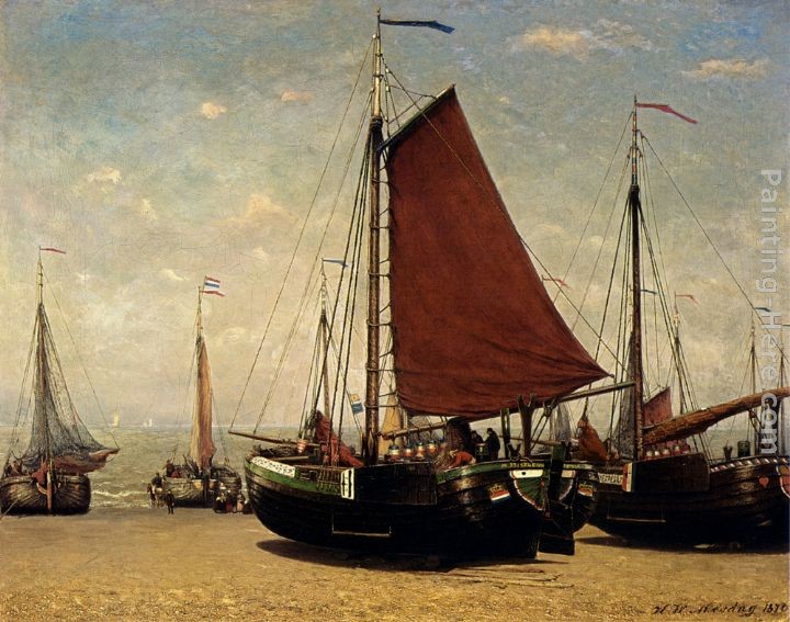 Hendrik Willem Mesdag The Bomschuit Prinses Sophie On The Beach, Scheveningen
